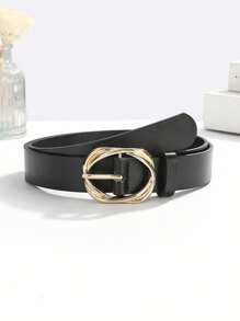 1 件装椭圆形扭扣装饰时尚百搭休闲女士腰带