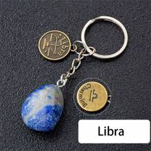 1 pezzo Portachiavi con pietra preziosa naturale dello zodiaco, quarzo cristallo o ametista, per decorare chiavi di auto o borse - multicolore - Visualizzare 13