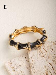 1 chiếc vòng tay nhỏ giọt dầu hình học cổ điển màu đen, đa năng cho hàng ngày, tụ tập, kỳ nghỉ - màu đen - Xem 6