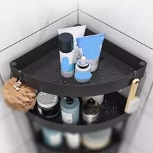 Estante De Esquina Organizador De Ducha Esquinero, Soporte De Suelo, Estante De Almacenamiento Para Baño, cocina o sala de estar - Negro - Ver 3
