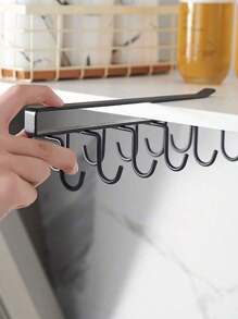 1 Stück Eisenhaken, 6 Haken/12 Haken optional, geeignet zum Aufhängen von Tassen, Kaffeetassen, Küchenutensilien, Hüten, Schals, kann auch als Aufbewahrungsregal verwendet werden, einsetzbar in Küche, Kaffeebar, unter Schränken und im Kleiderschrank. - Verschiedenfarbig - Übersicht 3