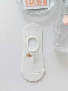 4 Pairs Women's Cute Cartoon Fun Animal Pattern Boat Socks White Solid Color Sweet Simple Versatile Low-Cut Invisible Socks Summer Comfortable Breathable