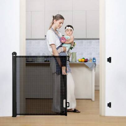 Cancelletto estensibile per scale, cancelletto per cani in rete da 0 a 55" per porte d'ingresso e corridoi, cancelletto di  per bambini extra largo alto 33" per bambini e animali domestici, per interni ed esterni
