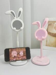 1pc 2025 New Cartoon Rabbit With Floppy Ears Phone Stand, Desktop Phone Holder, Multi-Function Stand, Adjustable Height Slouchy Support Stand, Live Streaming Slouchy Stand - Multicolor - View 2