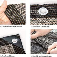 遮阳布 80% 遮光带扣眼，凉亭遮阳罩，网状防水布，适用于露台、户外、花园、后院、摩卡、户外和花园、家居用品 - 摩卡棕 - 查看 11