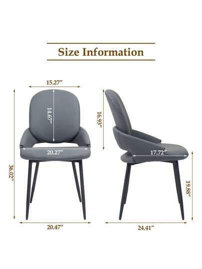 Set Of Dining Room Chairs Armrests, Faux Leather Armchair, Living Upholstered Office Stoel Zwart Metal Feet view 2