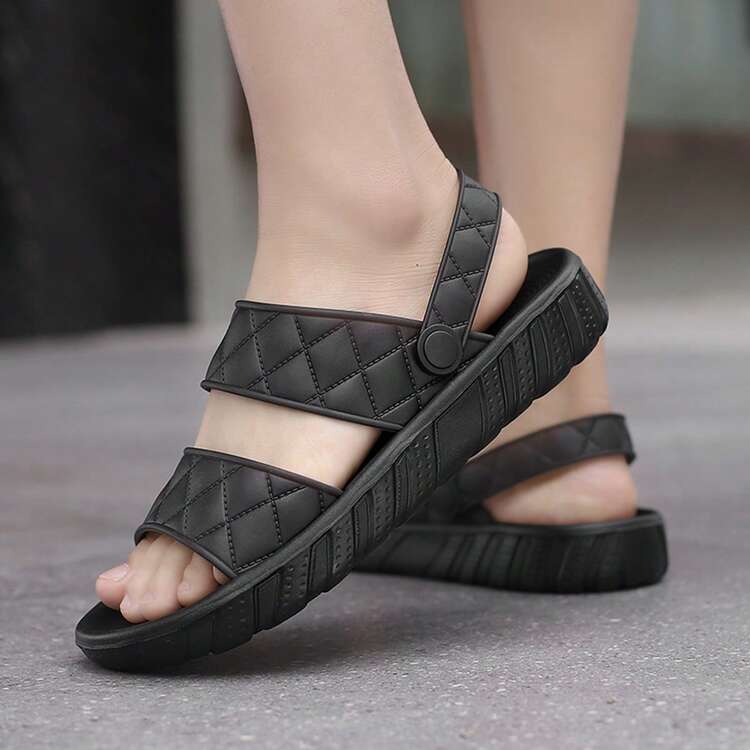 Men's 2-In-1 Indoor Casual Slippers & Outdoor Non-Slip Beach Sandals - Black - View 1