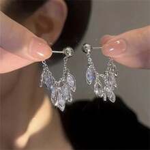 Silver Zirconia Tassel Earrings, High-End Unique Earrings Studs, Elegant Earrings For Women