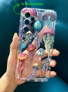 海洋水母图案透明手机壳，兼容 11/12/13/14/15/15 Pro/15 Plus/15 Pro Max/7 Plus/8 Plus/X/Xs Max/Xr/11 Pro/12 Pro/13 Pro/14 Pro/12 Mini/13 Mini/11 Pro Max/12 Pro Max/13 Pro Max/14 Pro Max/14 Plus/6/6s/6 Plus/7/8/SE 和 Galaxy/A54/A14/A12/A13/A15/A32/A33/A24/A52S/S20/S21/S22/S23/S24/S23 Plus/S24 Ultra - 彩色 - 查看 5