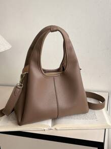 女士时尚手提包水桶包时尚优雅大容量卡其色斜挎包 - 卡其色 - 查看 3