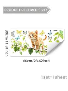 1pc/1set2pcs/1set3pcs Forest Tree Animal Tiger Fox Bear Rabbit Kitten Wall Stickers, Decorative For Baby Room, Living Room, Bedroom
