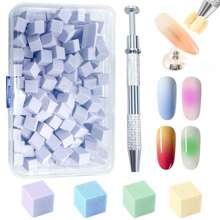 Agarrador de esponja de uña de metal,  mini esponjas de uña reemplazables en bloques para nail art degradado, herramientas de nail art para suministros y accesorios de uñas - Multicolor - Ver 2