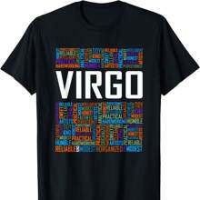 Virgo Zodiac Traits Horoscope Astrology Sign Gift Words T-Shirt - Black - View 1