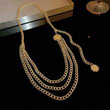 1pc Multilayer Flower Children Waist Chain, European And American Hip-Hop Fashion Sweet Style Body Chain, Unique Unisex Accessory