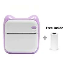 Mini Printer Sticker Thermal Printer With Rolls Thermal Printing Paper, Blue-Tooth Portable Phone Printer,Study Printer For Pictures, Photos, Journals, DIY, Compatible With Phone & Tablet