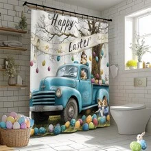 1/4 件春季复活节快乐彩绘鸡蛋、兔子、蝴蝶、五颜六色的花朵、草地。母亲节总统日浴帘套装防水时尚实用印花浴帘套装适用于家庭装饰每个浴室淋浴房浴缸婚礼、庆祝、旅行、便携、露营、商务旅行母亲节鲜花、给妈妈的个性化礼物、最后一分钟的礼物、母亲节创意、母亲节礼物、给妈妈的手工卡片、50 美元以下的最佳母亲节礼物