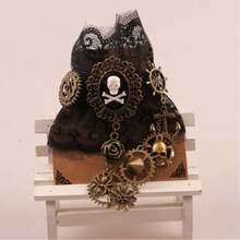 1 件女式复古海盗风格齿轮/齿轮蕾丝骨架指环链