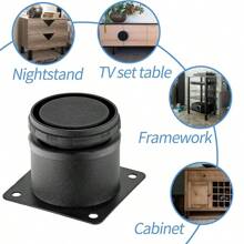 4 件装可调节不锈钢金属家具腿，黑色圆腿，适用于咖啡桌、橱柜、沙发架、电视柜、书架 - 彩色 - 查看 3