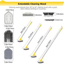 3 In 1 Shower Cleaning Brush With Locking Head, Tub Tile Scrubber Brush With 50 Inch Long Handle Stiff Bristles Scouring Pads Microfiber For Cleaning Bathtub Shower Wall Bathroom - Màu vàng - Xem 5