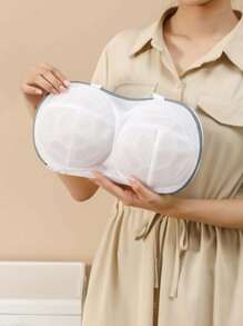 1 件 3D 网状纹理胸罩洗衣袋，简易涤纶胸罩清洁袋，带松紧带和软骨框架，防止变形，适用于家用洗衣机 - 彩色 - 查看 3