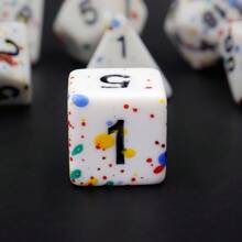 7 件装亚克力彩色多面骰子套装，带黑色数字，适合作为角色扮演游戏爱好者的生日礼物 - 彩色 - 查看 5