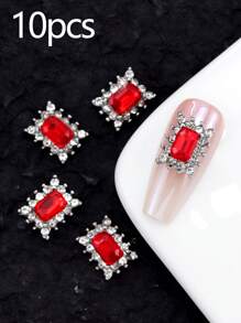 10 Pieces In A Pack And 30 Pieces In A Box For Nail Art Nail Accessories, Exquisite Inlaid With Diamonds, Colorful Gemstones, Mixed Materials, Nail Charm, Diy Nail Supplies Nails Nail Charms