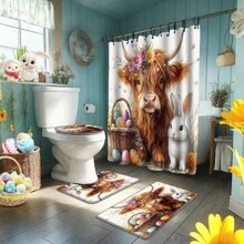 1/4 件春季复活节快乐彩绘鸡蛋、兔子、蝴蝶、五颜六色的花朵、草地。母亲节总统日浴帘套装防水时尚实用印花浴帘套装适用于家庭装饰每个浴室淋浴房浴缸婚礼、庆祝、旅行、便携、露营、商务旅行母亲节鲜花、给妈妈的个性化礼物、最后一分钟的礼物、母亲节创意、母亲节礼物、给妈妈的手工卡片、50 美元以下的最佳母亲节礼物