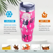 40 盎司不锈钢保温水瓶，适合 KPOP 粉丝，KPOP Idol Rose APT 粉色款水杯，轻巧，带盖和吸管，仅可手洗，适合旅行、户外活动和礼物，适合重大节日 - 彩色 - 查看 6