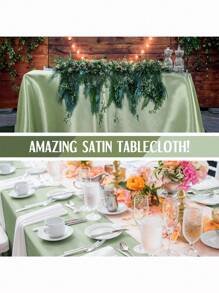 1pc Luxury Satin Tablecloth, 102x57 Inch Rectangular Polyester Table Top Cover, Solid Color, Woven, Suitable For Christmas, Party, Banquet And Wedding
