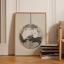 1pc Disco Ball Posters Print, Apartment Wall Arts, Print, Vintage Wall Arts, Dorm Room Decor, Funky Wall Art, Preppy Wall Art, Girly Wall Art, No Frame - Silver - View 4