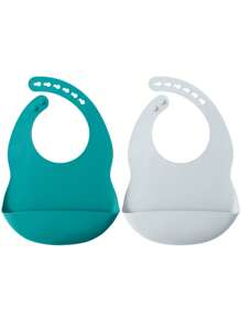 2pcs Personalized Name Pattern Silicone Bibs, Solid Color Bibs, Customized Feeding Supplies, Personalized Gift, Baby Led Weaning - Multicolor - View 17