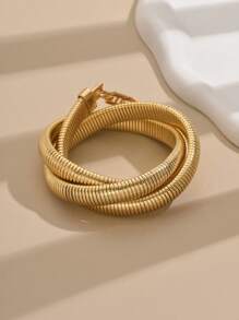 1pc Exaggerated Multi-Layer Snake Shaped Bracelet For Women, Suitable For Daily Wear - Yellow Gold - View 6
