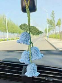 Accesorio de flor de lirio tejido a mano para colgar en el espejo retrovisor del coche, decoración interior automotriz, regalo para el Día de San Valentín, Navidad y Año Nuevo (longitud de la flor ajustable) - Multicolor - Ver 20