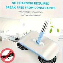 1pc Household Sweeping And Mopping Machine - Fully Automatic Handheld - Push-Type Sweeping Machine Cleaning Mop Household Windproof Lazy Broom Broom Dustpan Combination Set - 2-In-1 Machine Cleaning The Floor - Perfect Gift