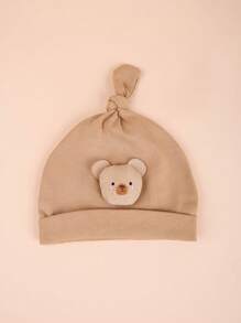 1pc Infant Baby Bear Ears No Brim Sleeping Cap With Tail, 3-15 Months