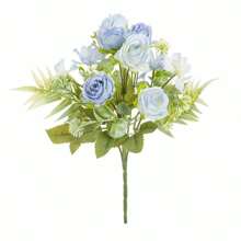 Bó hoa giả cẩm tú cầu và hoa hồng bằng lụa, 1/3/80 bông, cây nhân tạo, thích hợp cho bình hoa cưới mùa xuân, trang trí nhà cửa trong phòng khách, phòng ngủ, Ngày của Mẹ, Ngày Valentine, ngày lễ, tiệc sinh nhật, trang trí sân vườn mùa thu. - Hoa hồng Cẩm tú cầu-Màu xanh - Xem 4