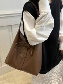 Nieuwe veelzijdige effen PU schoudertas, casual minimalistische baguette tas, grote capaciteit