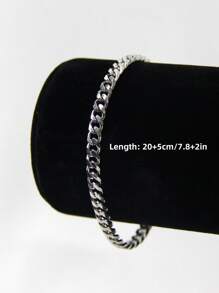 Men's Cuban Bracelet,Classic Basic Stainless Steel Chain Bracelet, Hip-Hop Sports Tough Guy Jewelry, Fashionable Jewelry Gift Suitable For Party Beaches
