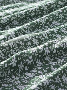 青少年女孩波西米亚风格碎花弹性腰裙，百搭 - 綠色 - 查看 4