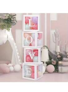 5PCS White Box With 27 White Letters 25cm Birthday Decoration Transparent Alphabet Balloon Box Wedding Custom Name Decor Wedding Party Supplies Custom Cube Balloon With Letter Box - Multicolor - View 13