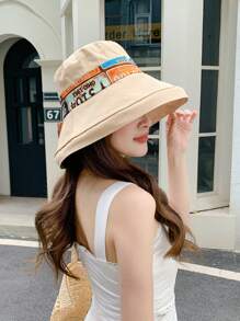 1 Pc Contrast Color Bowknot Decorative Wide Brim Foldable Sun Hat, Casual Minimalist Stylish Elegant UV Protection, Suitable For Outings, Travel, Vacation, Gatherings In Spring/Summer - Multicolor - View 10