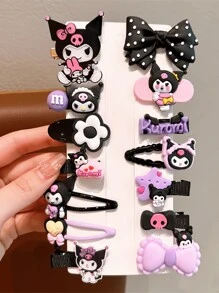 Sanrio 14PCS Sanrio Kuromi Cartoon Pattern Hair Clips,Bangs And Short Hair Kitty Hair Clips,Role-Playing Stage Performance Hair Accessories (Some Parts May Be Random)