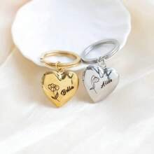 定制照片个性化生日花和姓名镌刻心形钥匙扣、照片小盒钥匙扣、圣诞礼物、奶奶礼物、生日礼物、送给她的礼物、学校用品、返校礼物、学校礼物、办公室礼物、学校礼物、教室礼物、同事礼物、宿舍礼物、初中生、中学生、大二学生、低年级学生、个性化、独特、定制、送给他的理想礼物、送给她的理想礼物、她、男朋友、女朋友、家人、朋友 - 彩色 - 查看 2