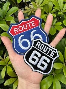 Vintage Route 66 Embroidery Patch, Classic American Road Sign Decorative Badge, Iron On Patch Suitable For DIY Hats, Clothing, And Accessories