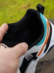 DINGZU 男士防滑透气正式户外系带低帮休闲运动鞋，男士简约真皮正装运动鞋，纯色春秋低帮鞋，网球鞋，橡胶鞋 - 水鴨藍 - 查看 12