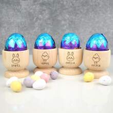 Customized Wooden Egg Cup, Easter Gift, Dippy Egg Holder, Baby's First Easter Gift, Easter Stocking Stuffer, Personalized Egg Cup, Carved Wooden Egg Cup, Dippy Egg Holder, Rabbit Egg Cup, Chick Egg Cup, Personalized Egg Cup With Any Name - Wood Color - View 3