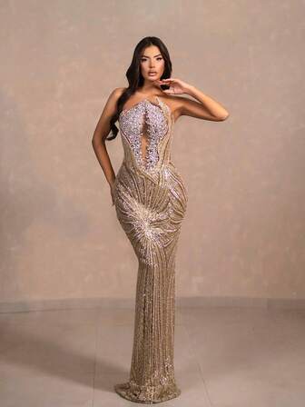 新款性感露肩紧身女士晚礼服、派对礼服、婚礼宾客礼服、正式礼服、长袍