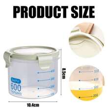 TranITarente, Sealed Plastic Containers For Kitchen, Storage Box For Food, Cereal, Beans And Nuts (600 Ml, Green)