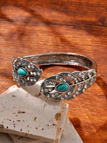 1 件镂空羽毛手链，高端时尚 - 復古銀色 - 查看 3