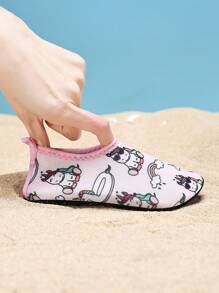 1 Pair Kids Outdoor Sports Fashion Comfortable Breathable Anti-Slip Beach Shoes, Cute Cartoon Animal Design Water Shoes, Yoga & Training Shoes For Little Girls - Pink - View 2